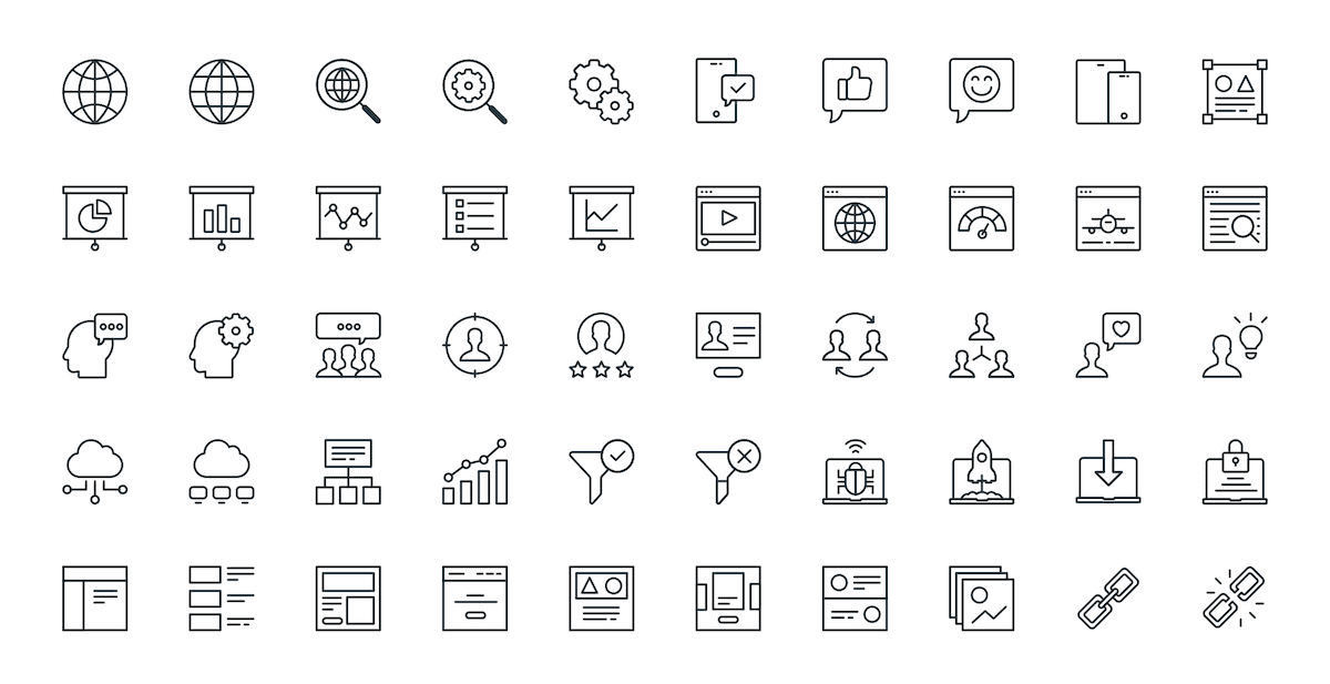 Stroke Icons - 15 Web & SEO